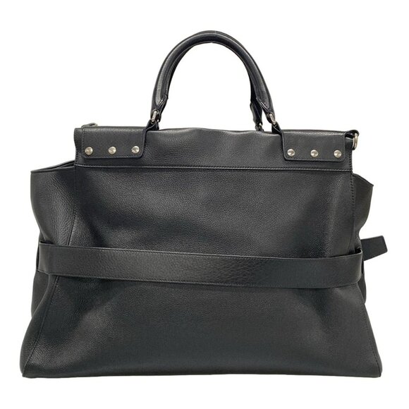 Auth BALENCIAGA waist large shopper bag 702082 Black Leather Handbag - Picture 2 of 16